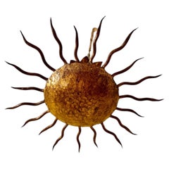 Spanish solar Crown Sunburst XXL in Gilt Metal 7 lights , circa 1950