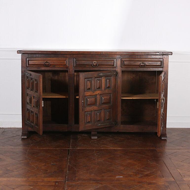 Spanish Solid Paneled Oak Buffet with Plank Top 2