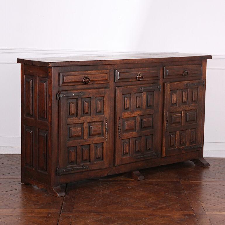 Spanish Solid Paneled Oak Buffet with Plank Top 4