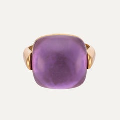 Spanish Square Cabochon Amethyst set on Mother-of-Pearl 18 kt Yellow Gold Ring