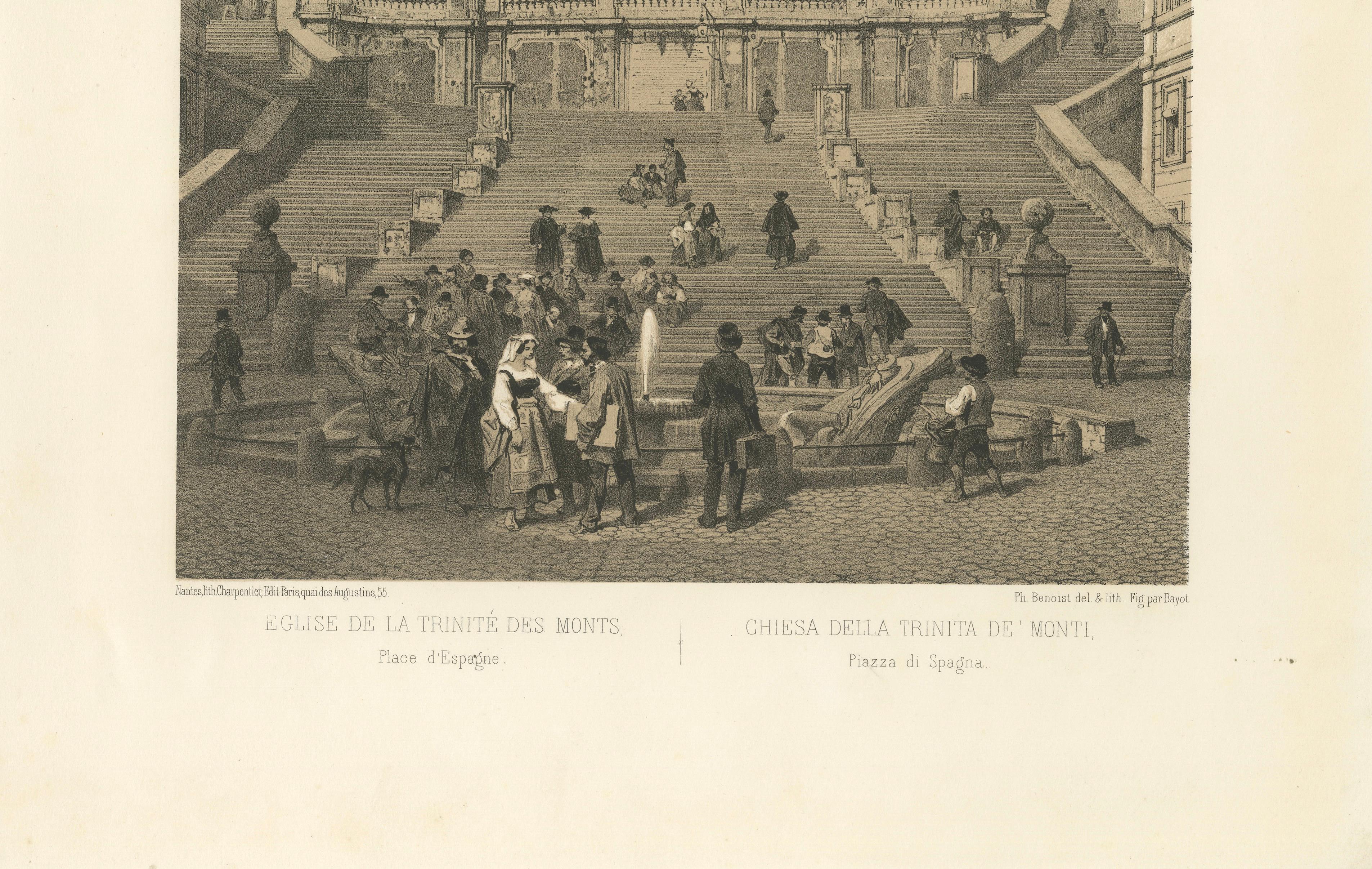 Spanish Steps & Trinità dei Monti, Rome – Iconic City View, 1869