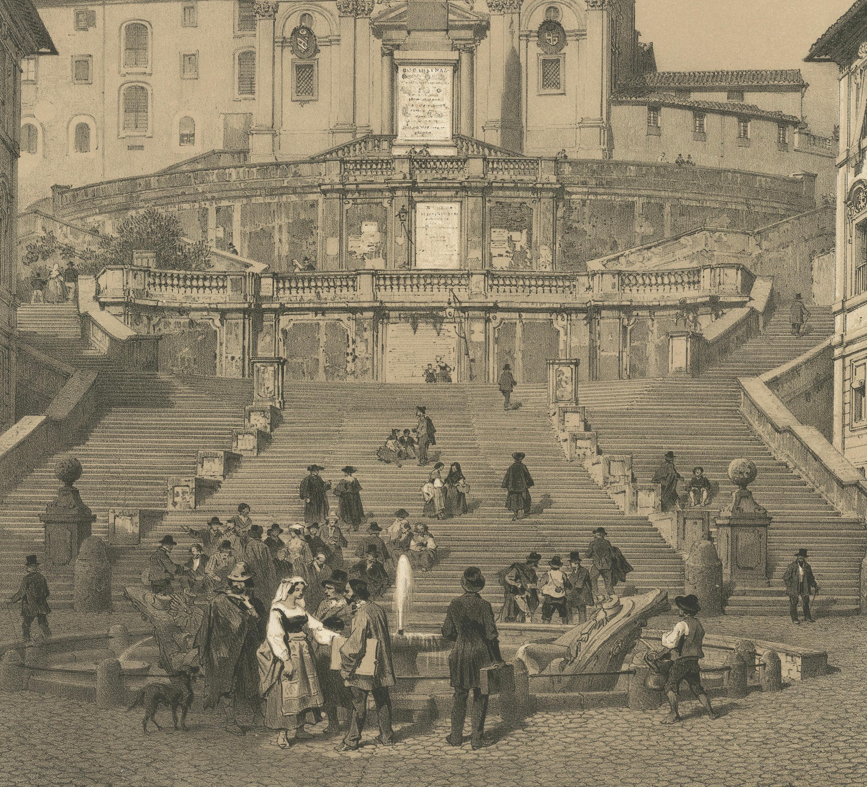 Spanish Steps & Trinità dei Monti, Rome – Iconic City View, 1869