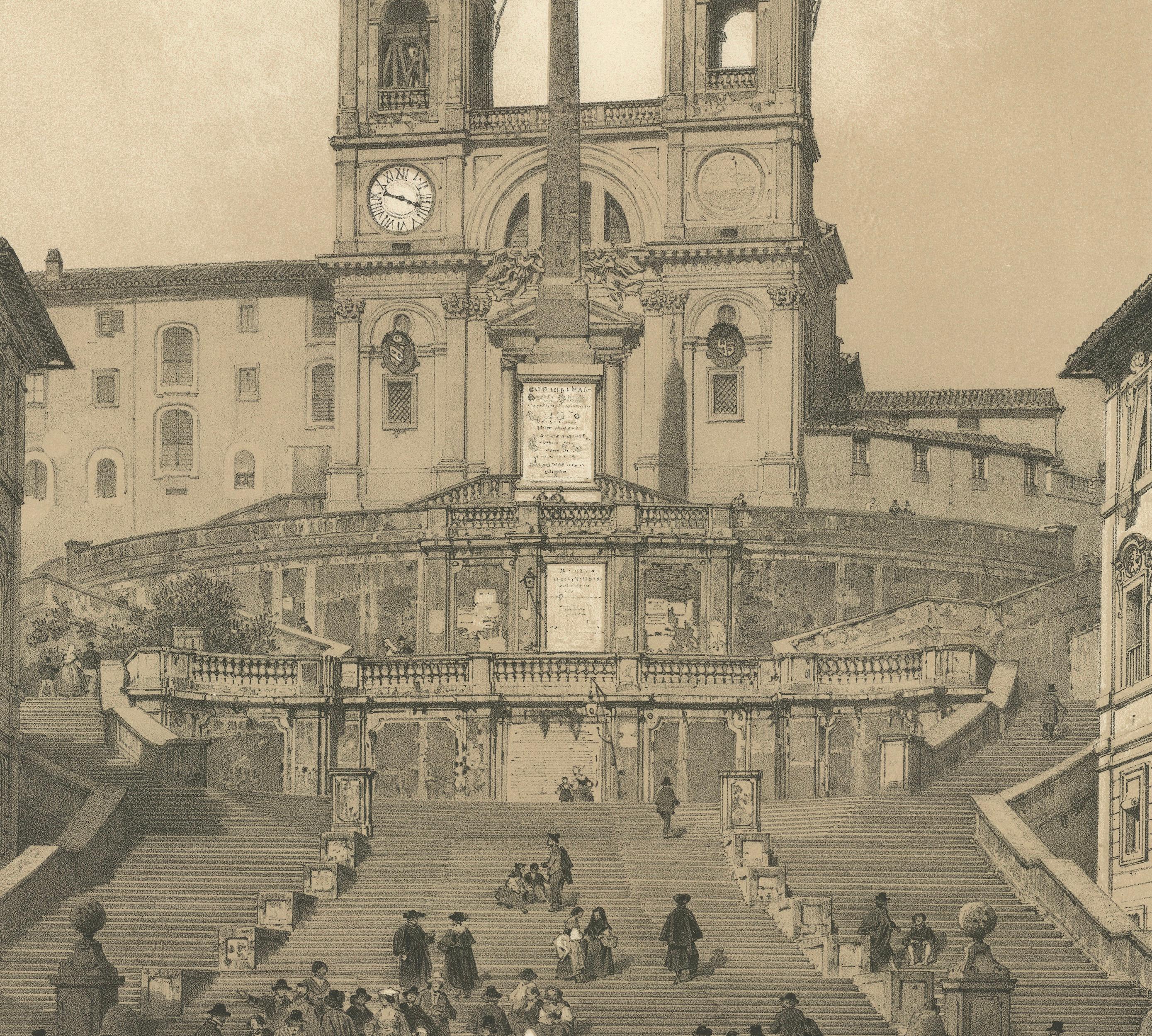 Spanish Steps & Trinità dei Monti, Rome – Iconic City View, 1869