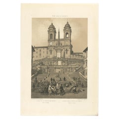 Plaza de España y Trinità dei Monti, Roma - Vista icónica de la ciudad, 1869