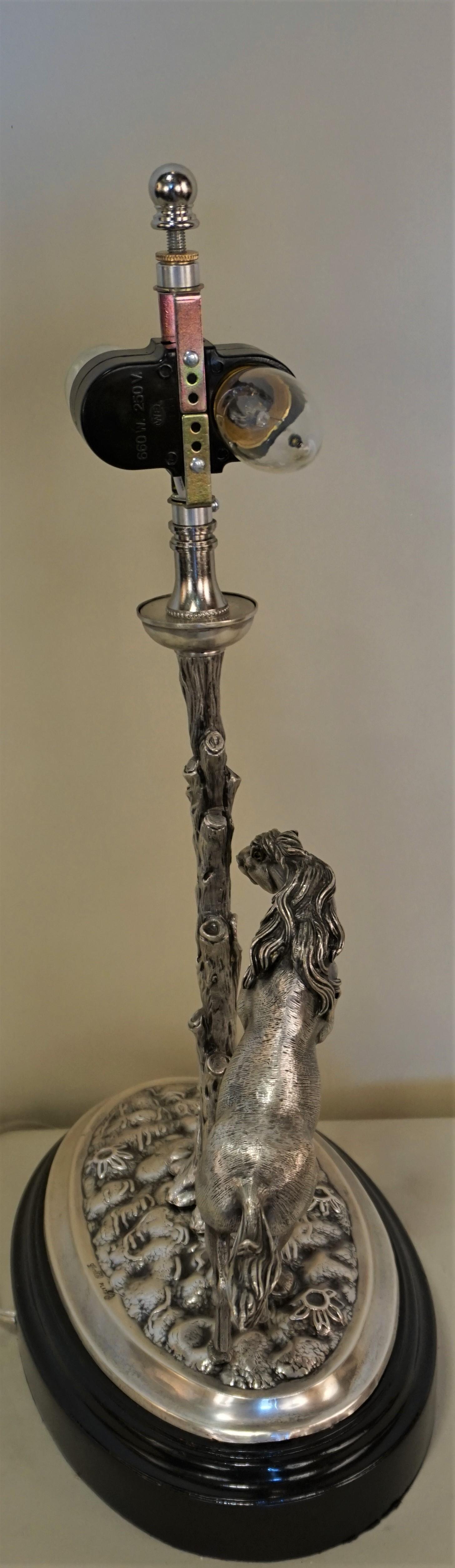 Spanish Sterling Silver Horse Table Lamp by Gena 1