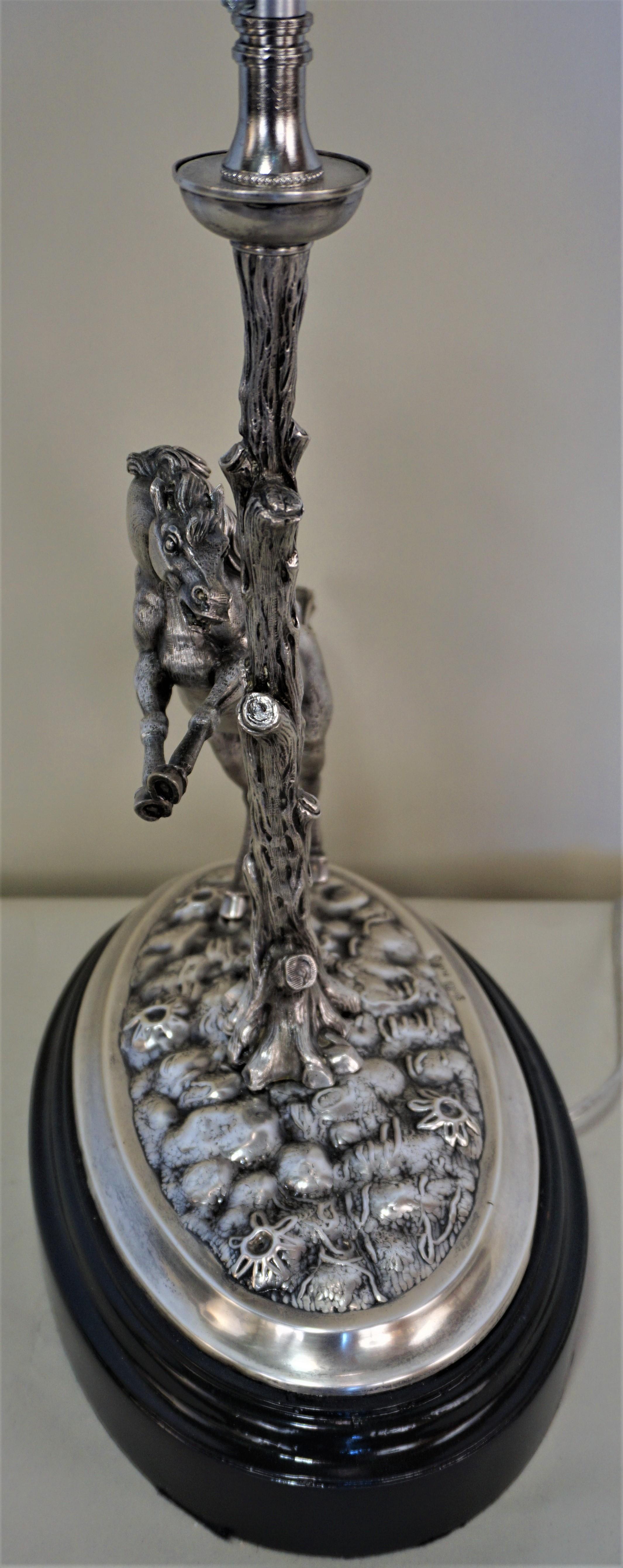 Spanish Sterling Silver Horse Table Lamp by Gena 2