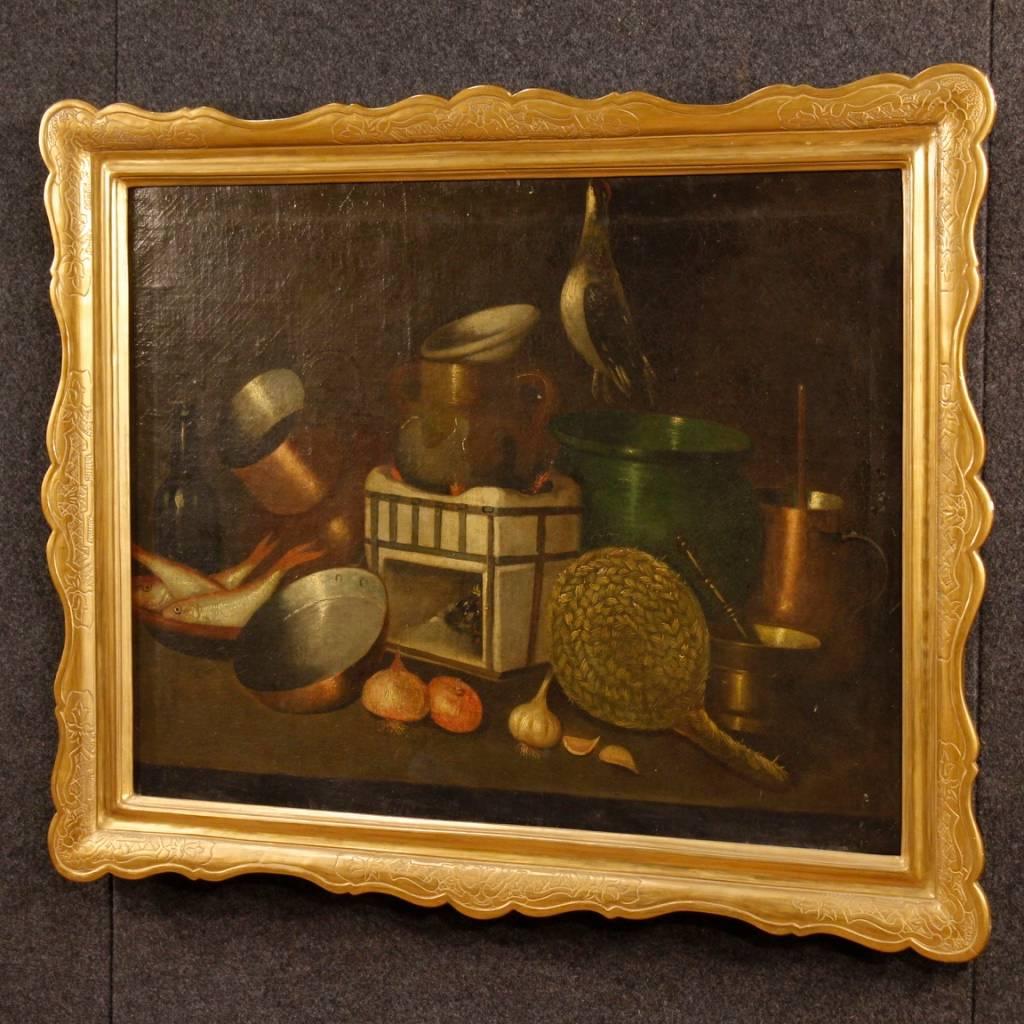 Spanish Still Life Painting Oil on Canvas with Gilt Frame from 20th Century 3