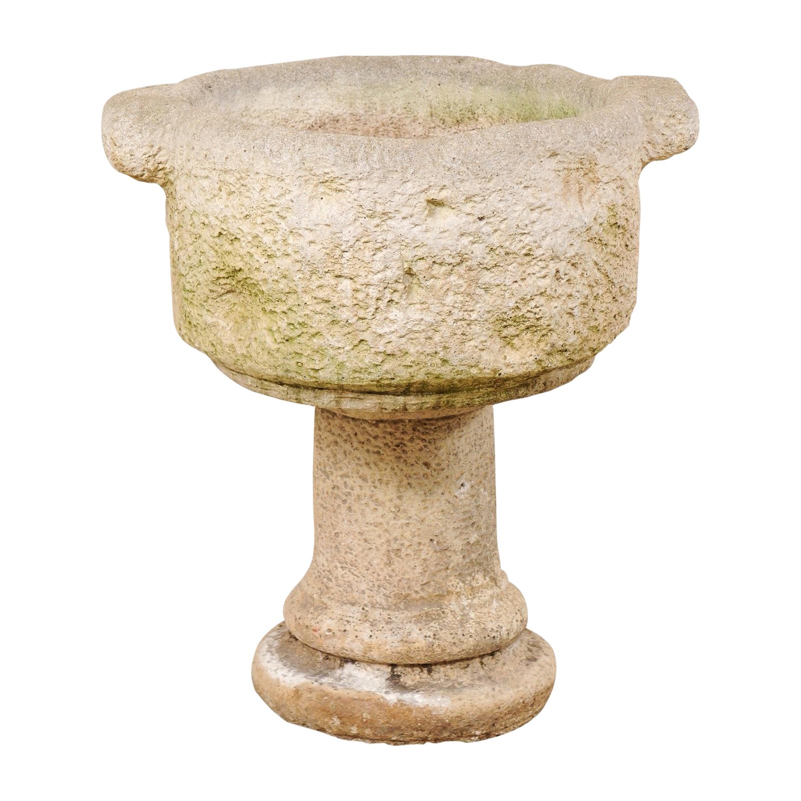 Spanish Stone Planter Vessel on Pedestal Base, Early 20th Century