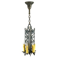 Spanish Style Black Brass 5 Light Pendant Light