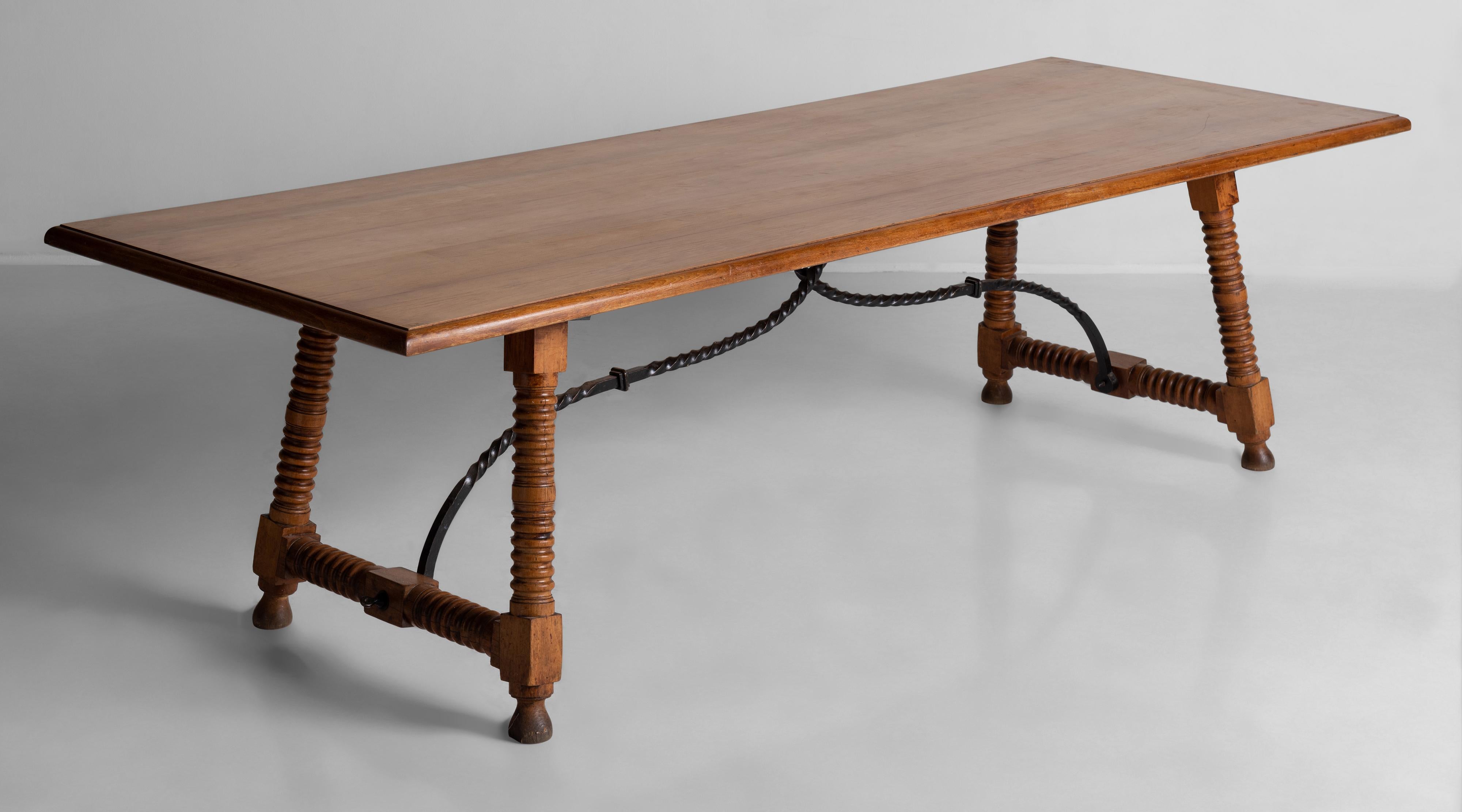 Spanish style dining table, France, circa 1900.

Spanish style dining table made for an estate on the French Riviera.