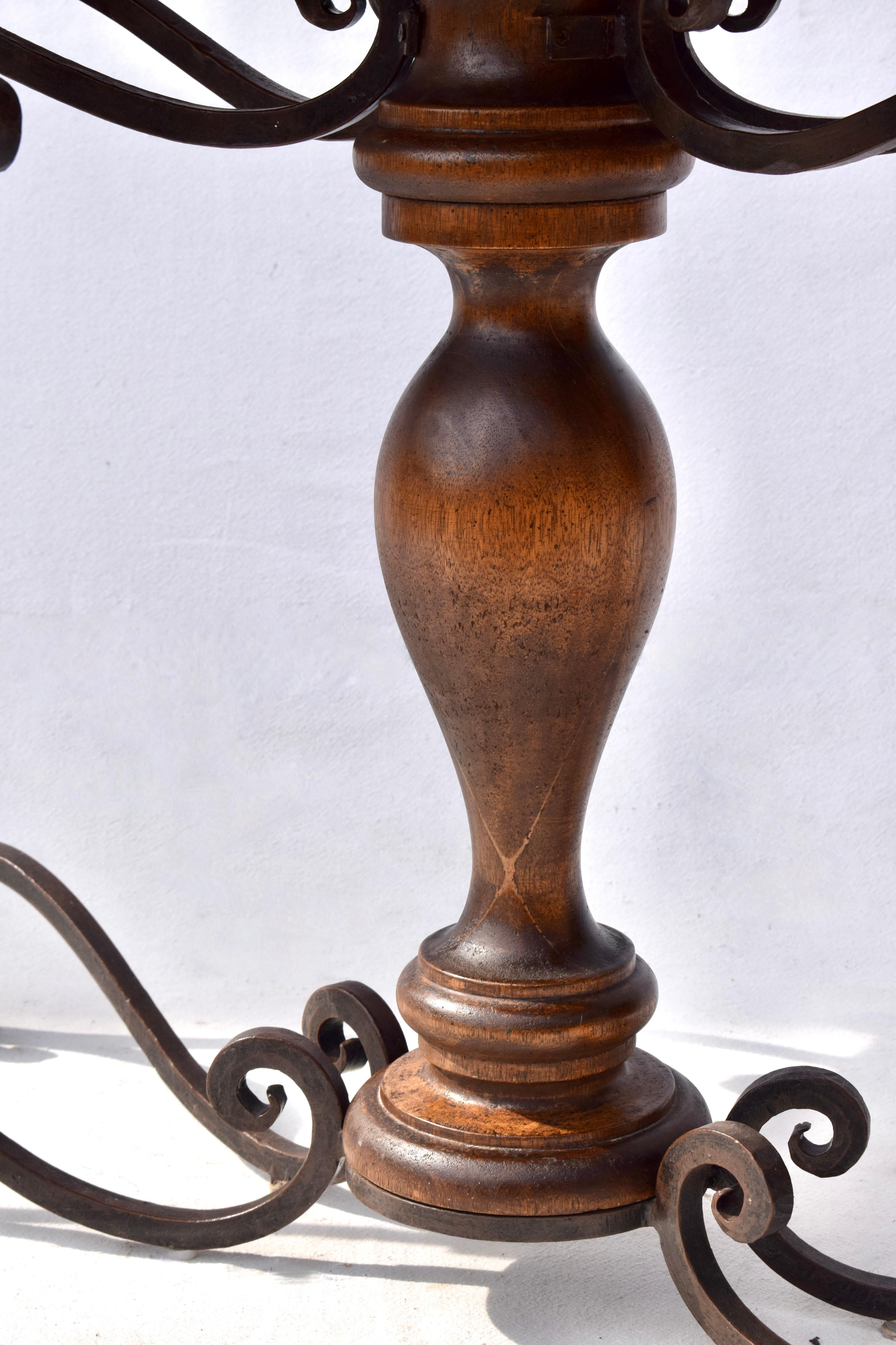 Spanish Style Forged Iron Mahogany Console Table For Sale 7