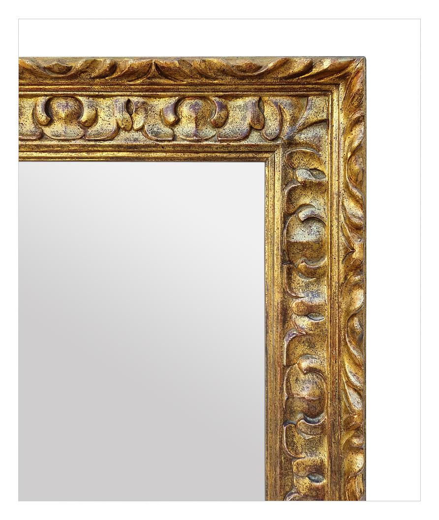 Gilt Spanish Style Gilded Carved Wood Mirror, circa 1970 For Sale