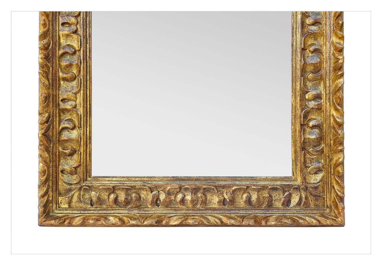 20th Century Spanish Style Gilded Carved Wood Mirror, circa 1970 For Sale