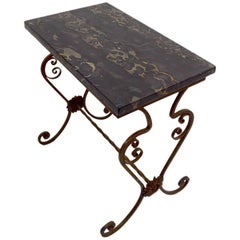 Spanish Style Gothic Revival Marble Top Stand