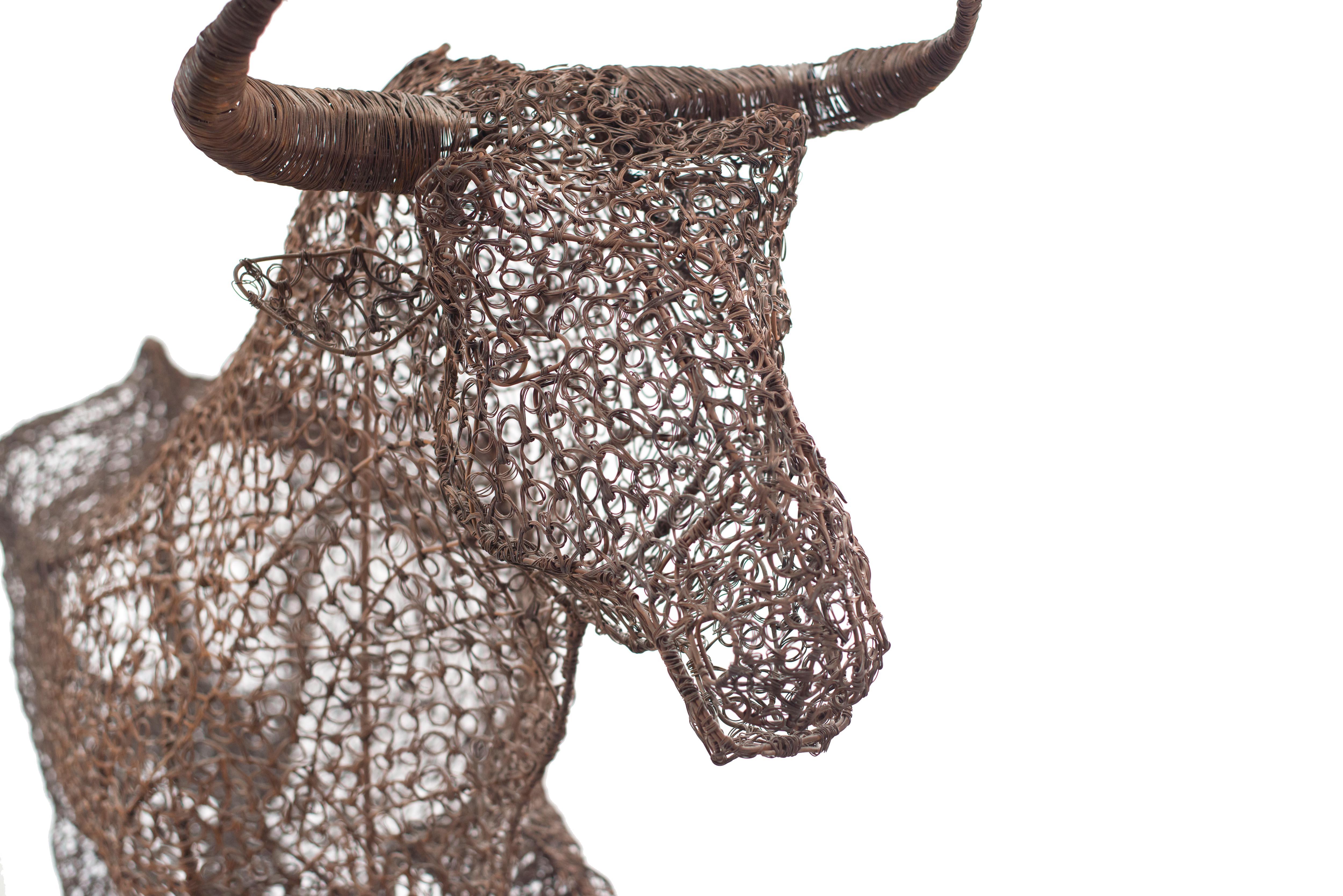 wire bull sculpture
