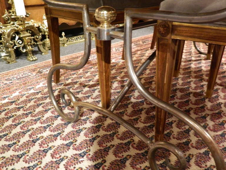 American Spanish-Style Mahogany and Silvered Metal Dining Table, Early 20th Century For Sale