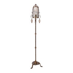 Stehlampe aus Metall im spanischen Stil, Oscar Bach zugeschrieben, ca. 1930er Jahre