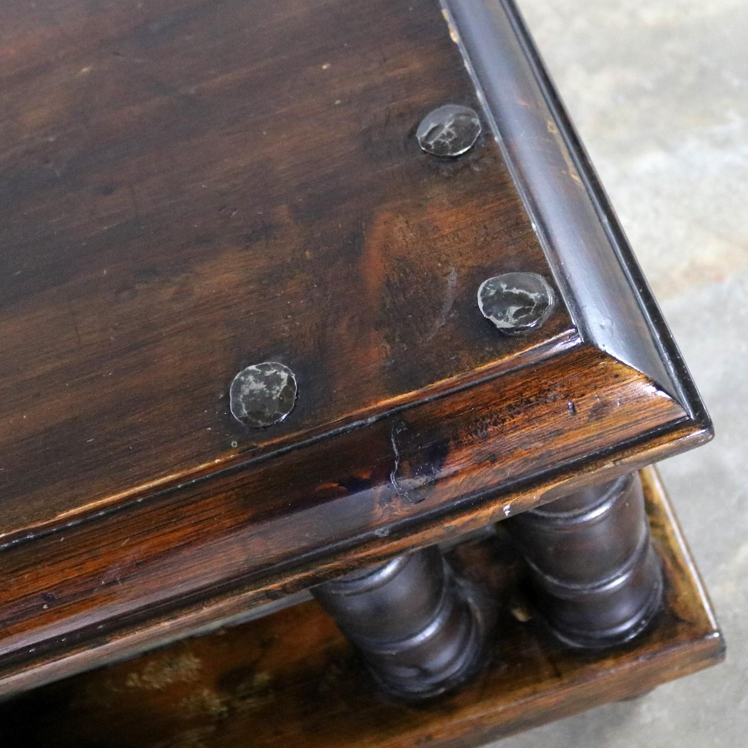 Mexican Spanish Style Square End Table with Nailheads by Artes De Mexico Internacionale