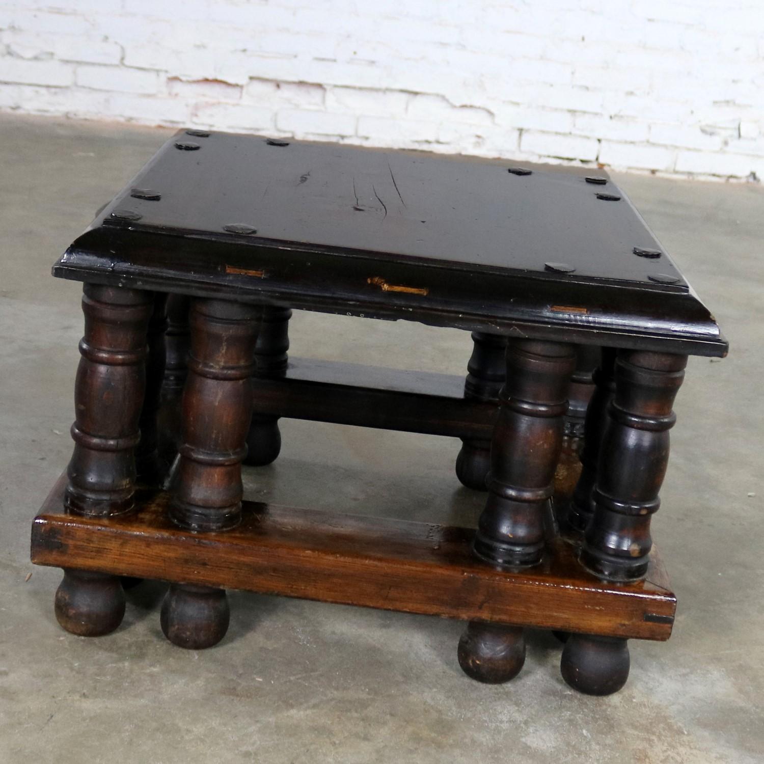 Spanish Style Square End Table with Nailheads by Artes De Mexico Internacionale 1