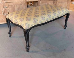 Spanish Style Upholstered Bench with Rope-Wound Legs