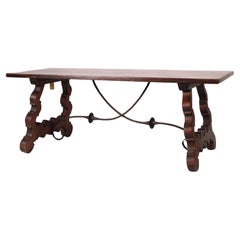 Spanish Style Walnut and Elm Dining Room Table