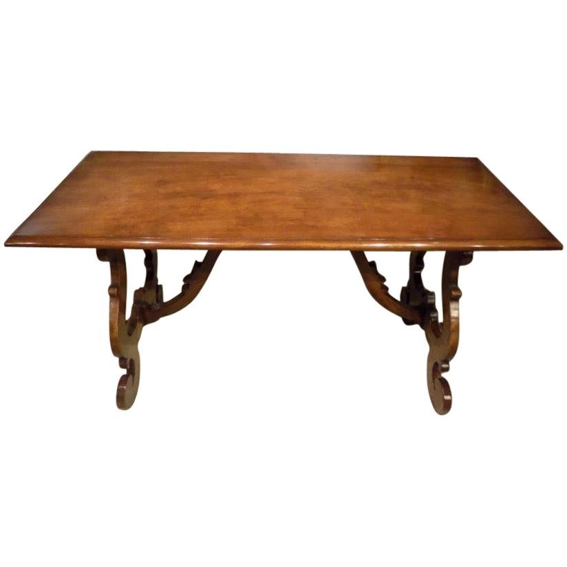 Spanish Style Walnut Antique Refectory Dining Table For Sale