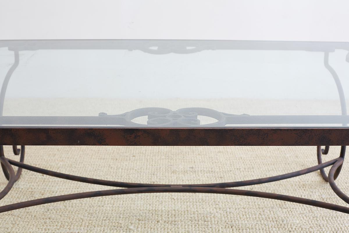 Spanish Style Wrought Iron and Glass Coffee Table 1