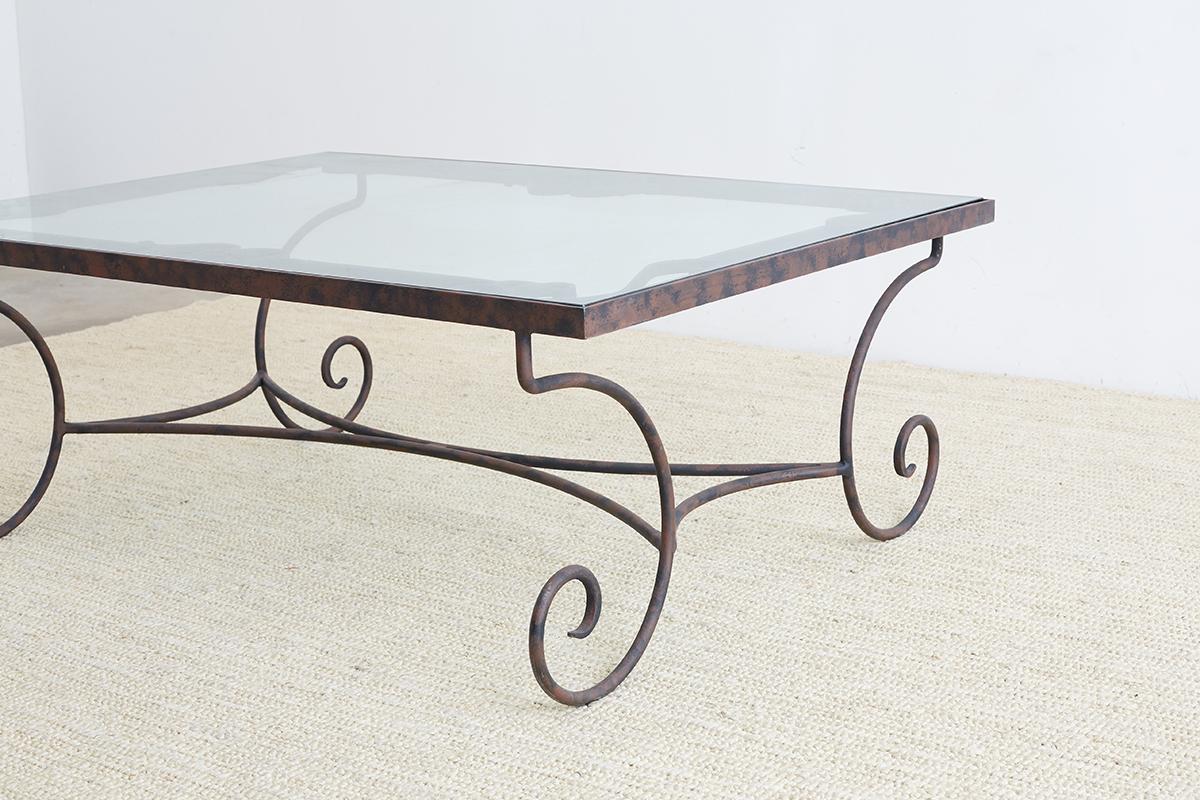 Spanish Style Wrought Iron and Glass Coffee Table 5