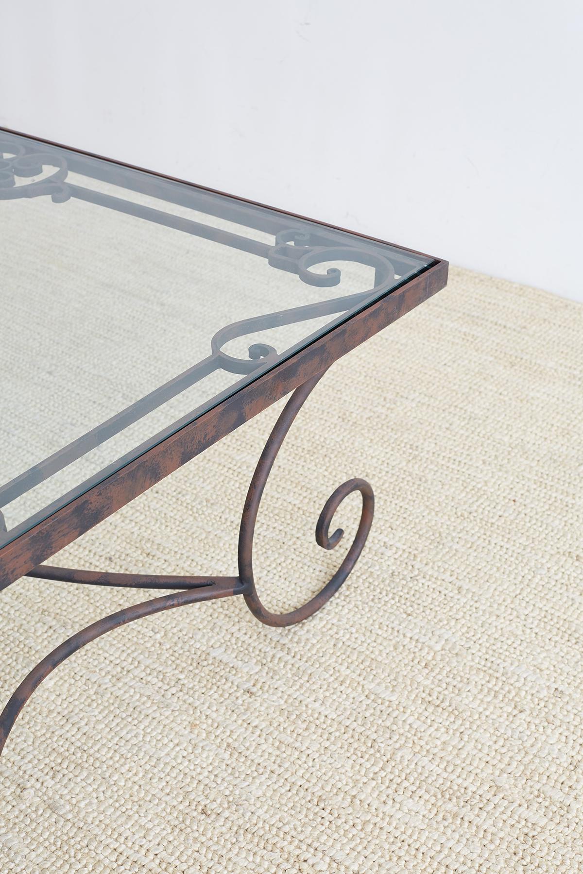 Spanish Style Wrought Iron and Glass Coffee Table 6