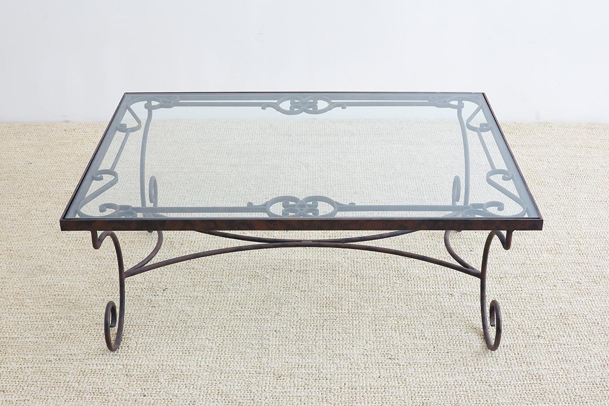 wrought iron glass coffee table for sale