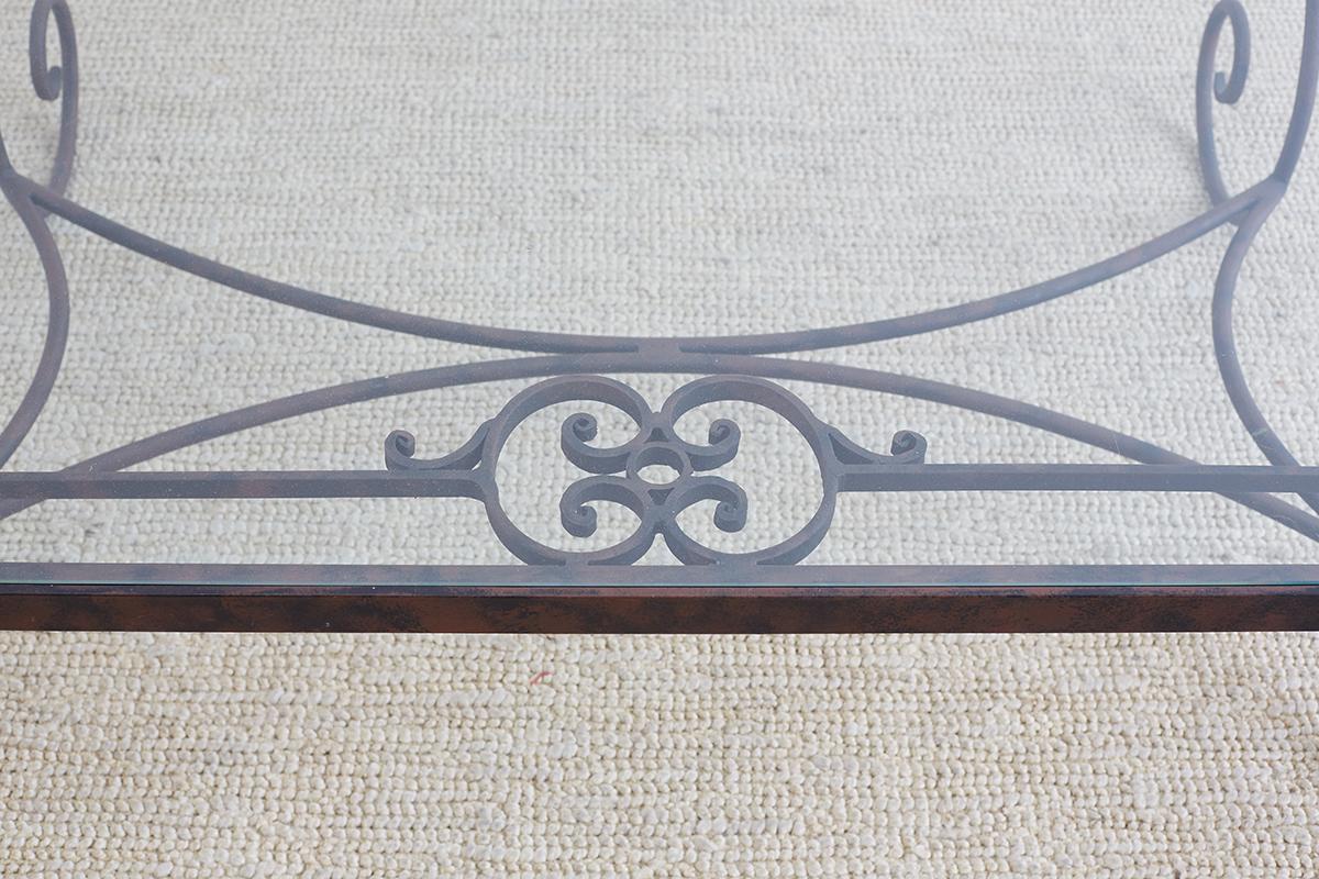 Hand-Crafted Spanish Style Wrought Iron and Glass Coffee Table