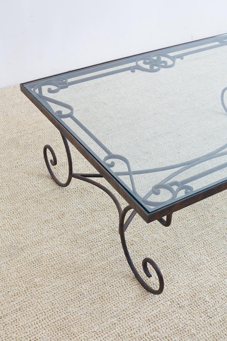 Spanish Style Wrought Iron and Glass Coffee Table at 1stDibs