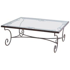 Spanish Style Wrought Iron and Glass Coffee Table
