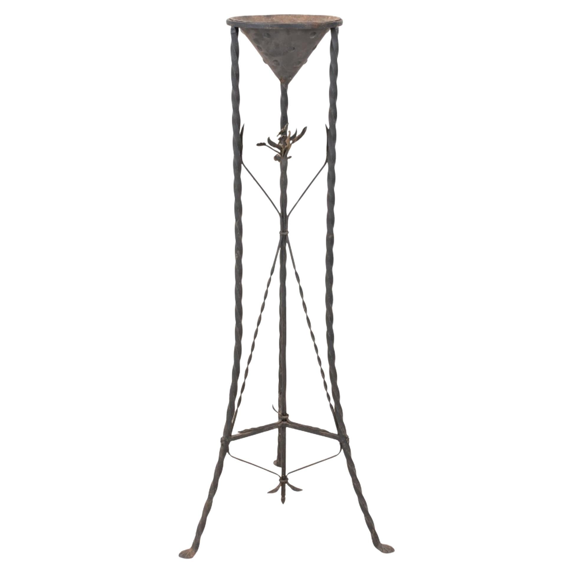 Spanish Style Wrought Iron Plant Stand For Sale