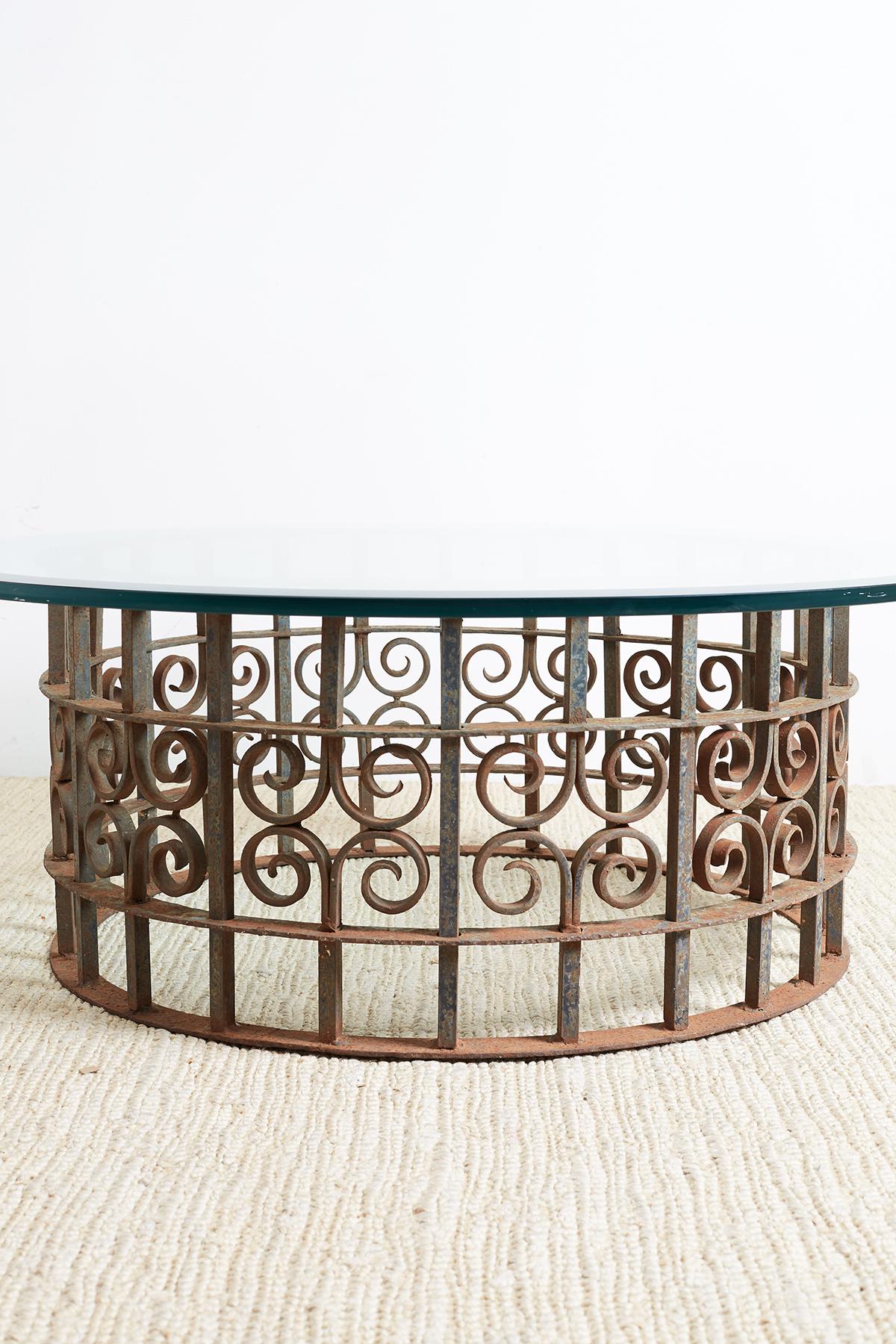 Spanish Style Wrought Iron Round Cocktail Table 1