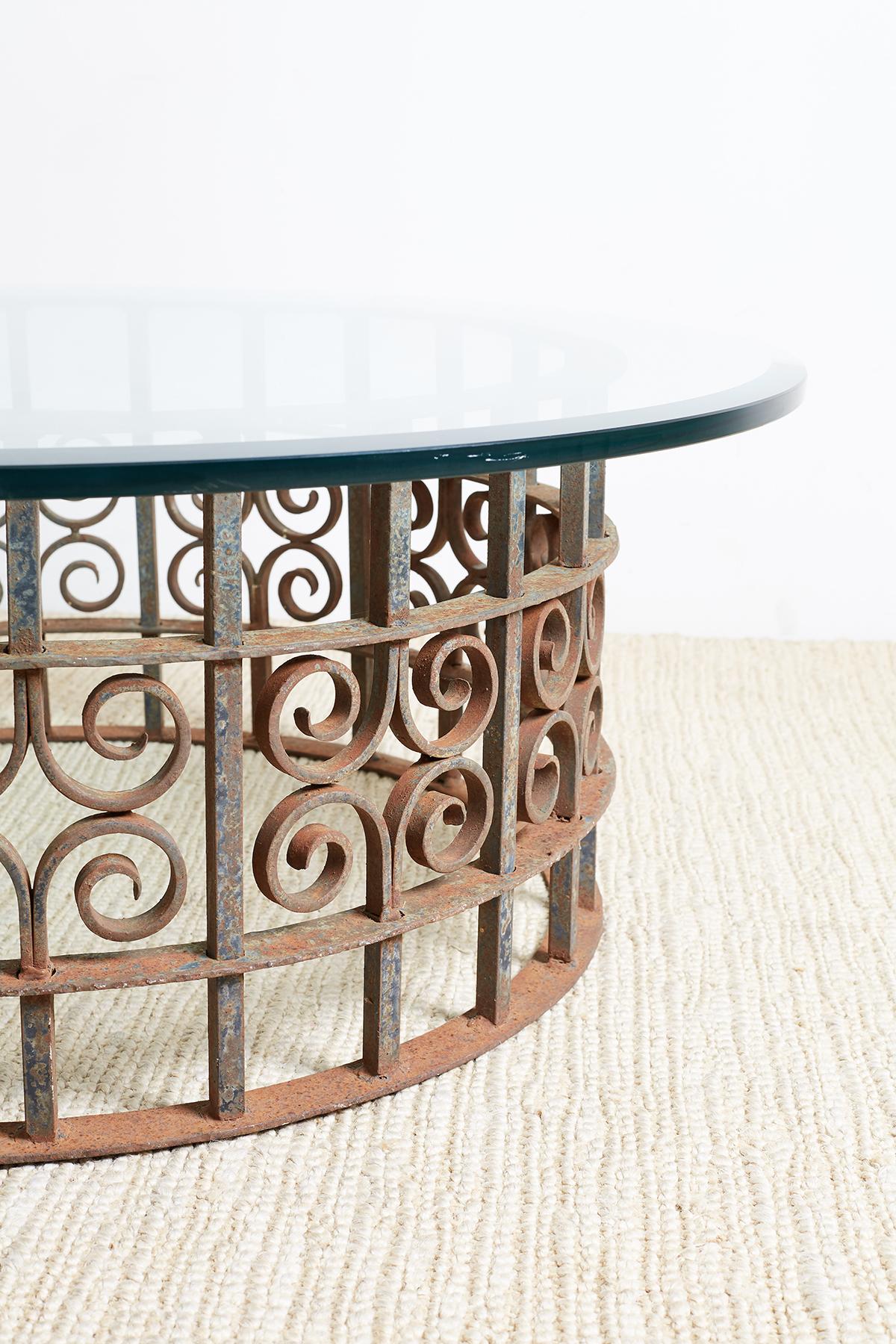 Spanish Style Wrought Iron Round Cocktail Table 3