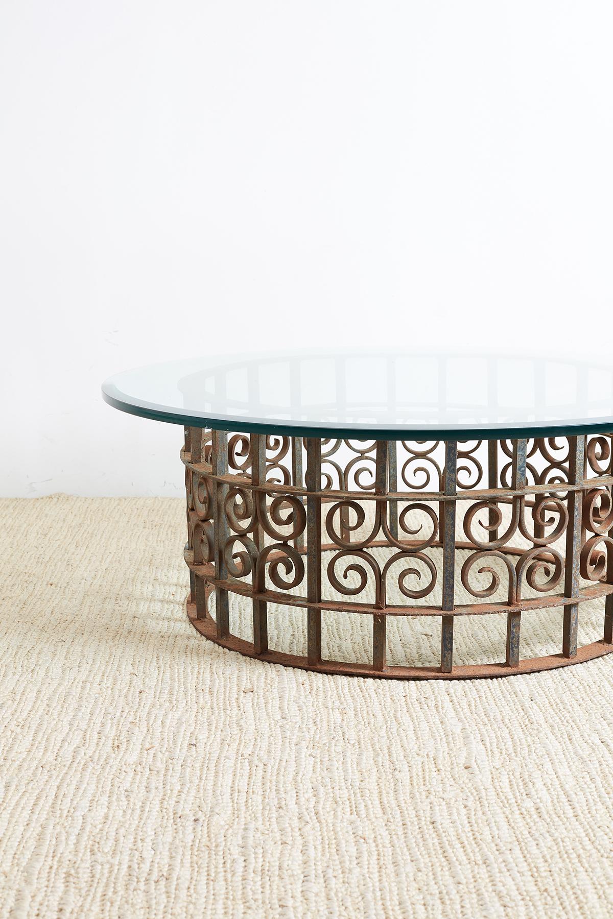 Spanish Style Wrought Iron Round Cocktail Table 4