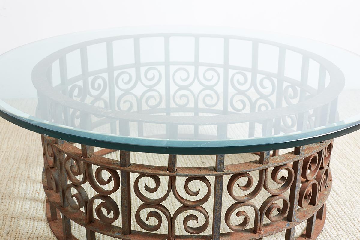 Spanish Style Wrought Iron Round Cocktail Table 7