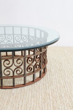 Spanish Style Wrought Iron Round Cocktail Table
