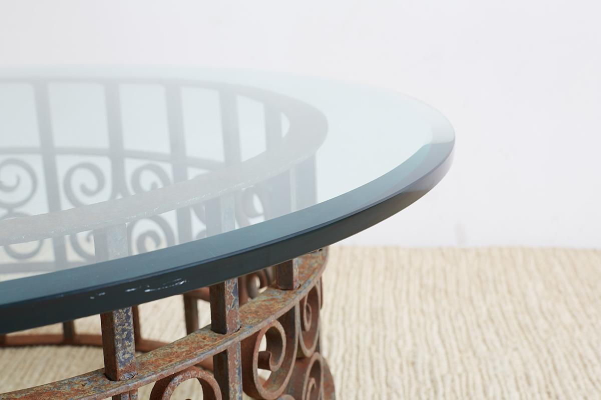Spanish Colonial Spanish Style Wrought Iron Round Cocktail Table