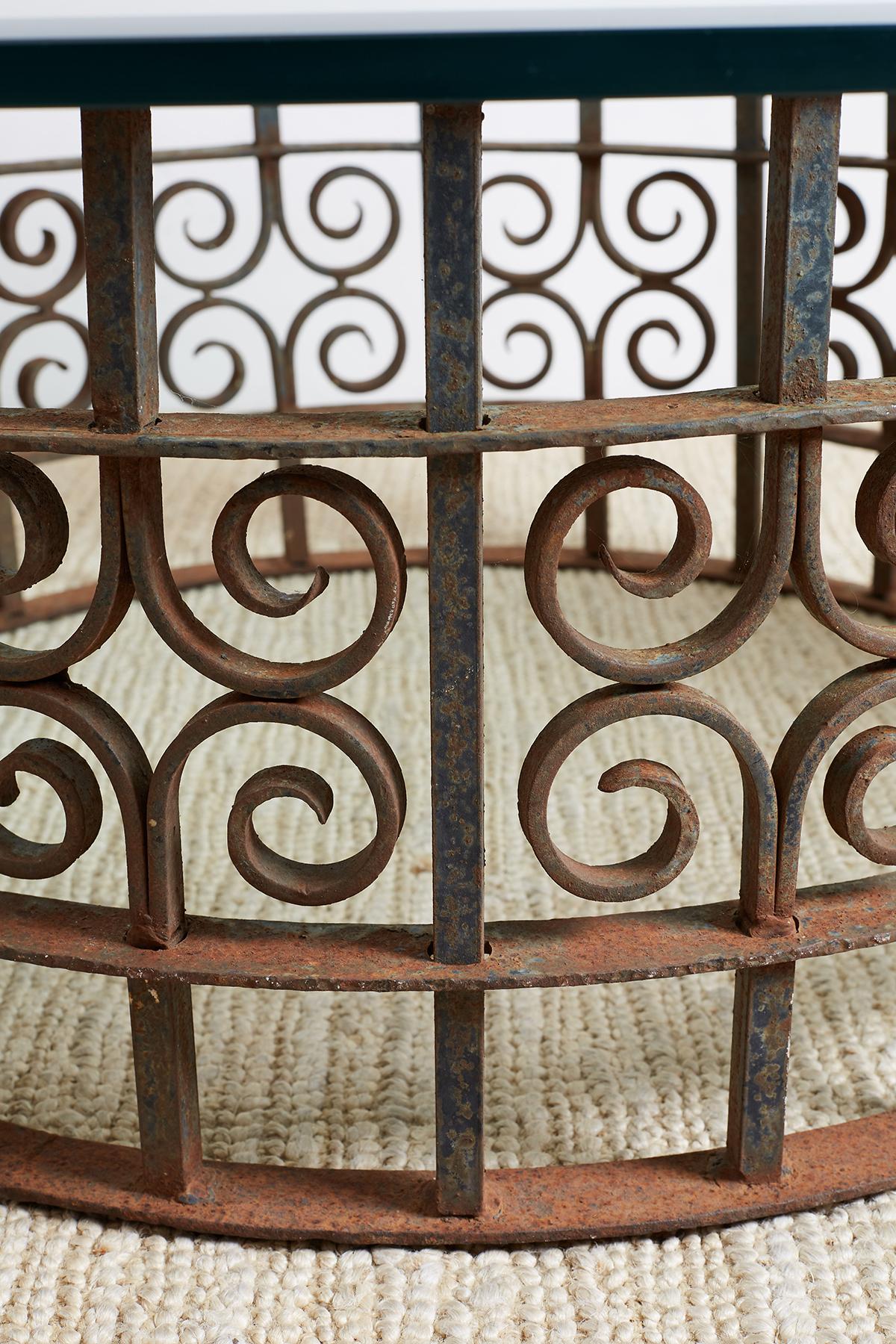 20th Century Spanish Style Wrought Iron Round Cocktail Table