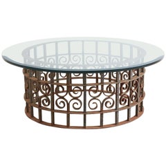 Spanish Style Wrought Iron Round Cocktail Table
