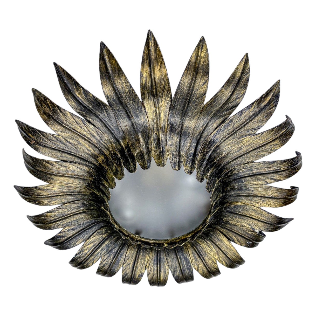 Spanish Sunburst Foliage Ceiling Light fixture in Gilt Iron, 1960s For Sale