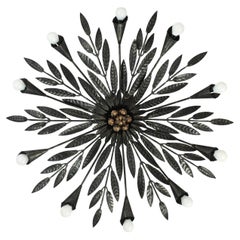 Spanish Sunburst Foliage Kronleuchter / Leuchte in Schwarz Eisen, 10 Lichter