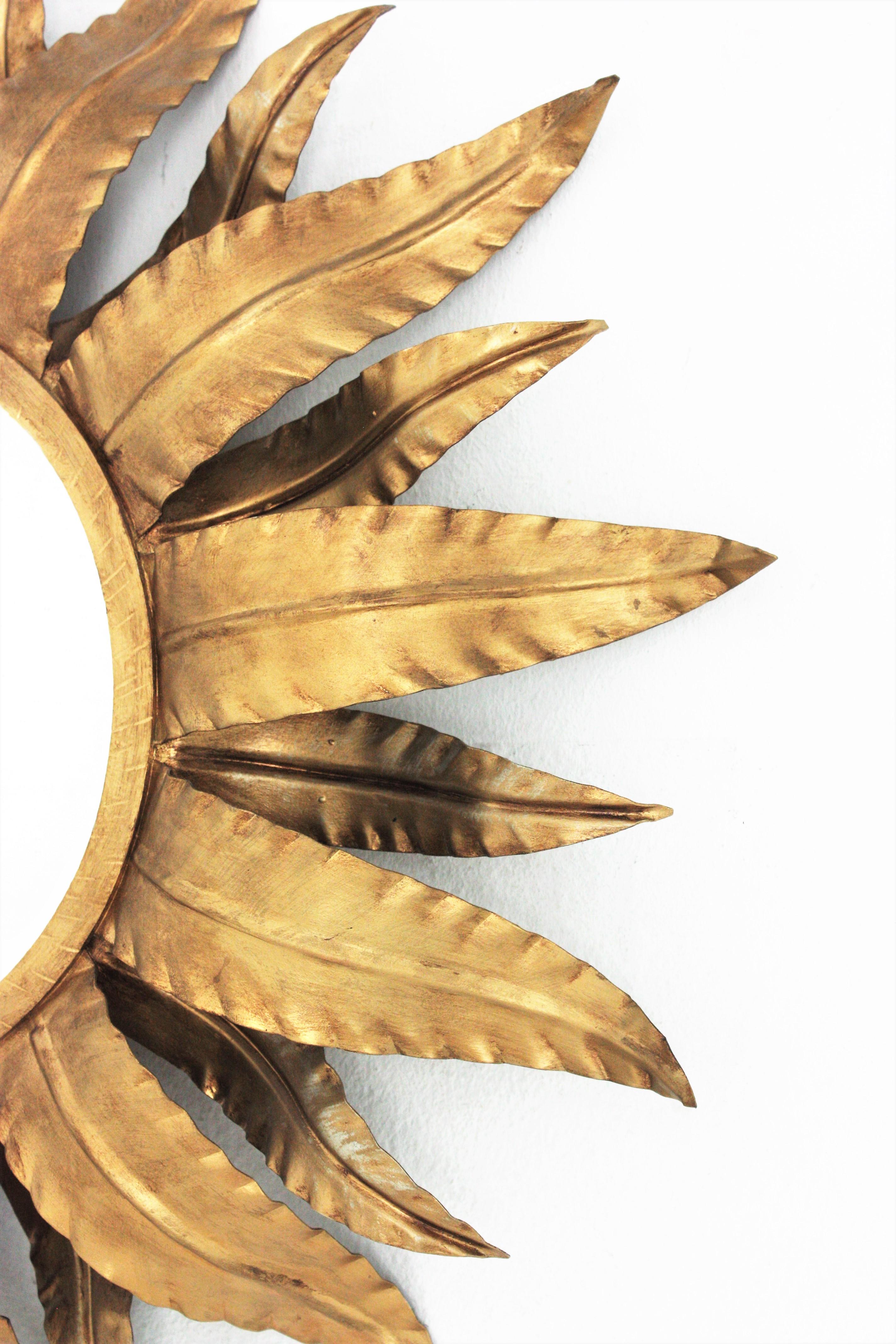 Spanish Sunburst Mirror in Gilt Metal For Sale 5