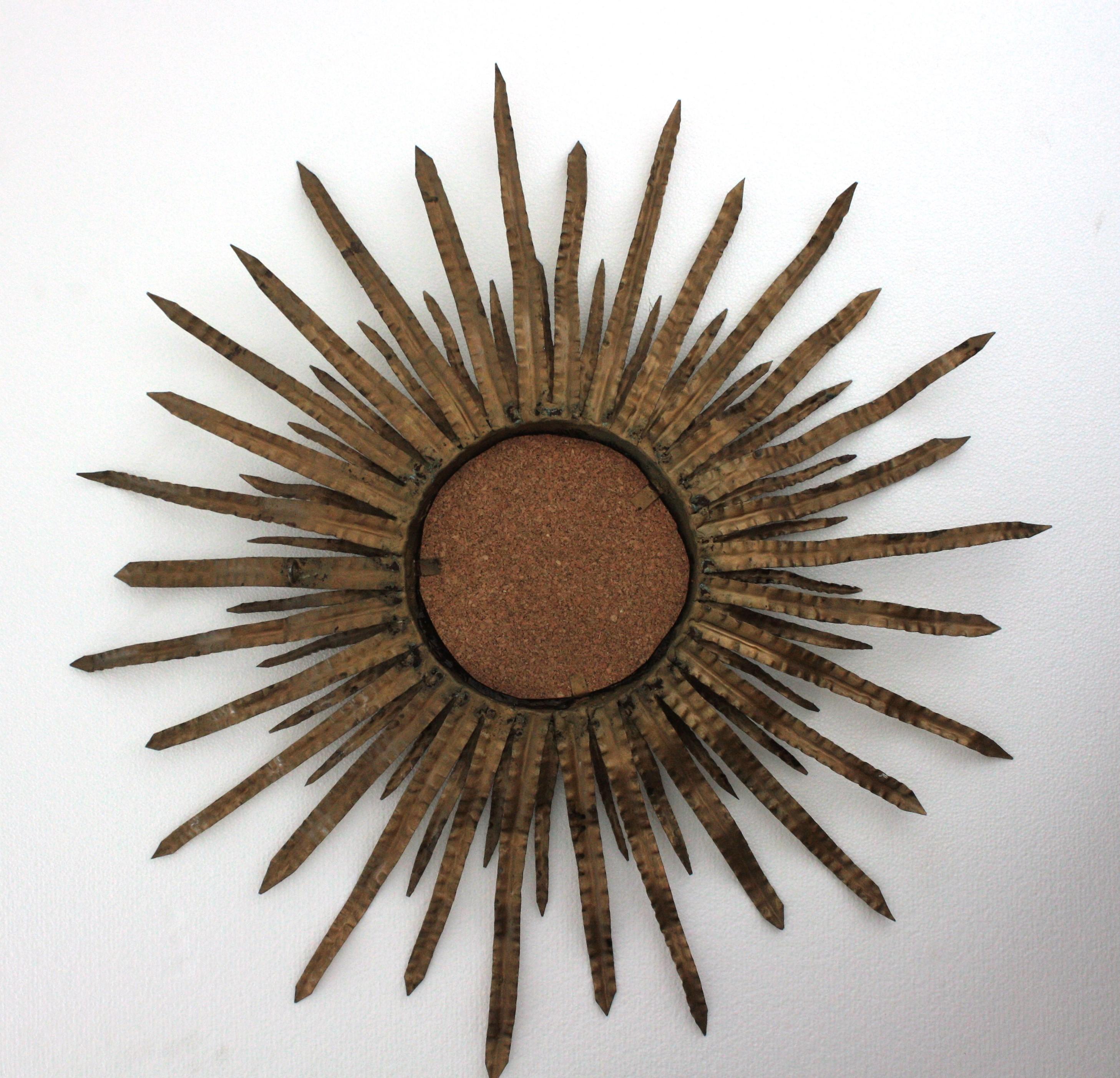 Spanish Sunburst Mirror in Gilt Metal, 1960s 5