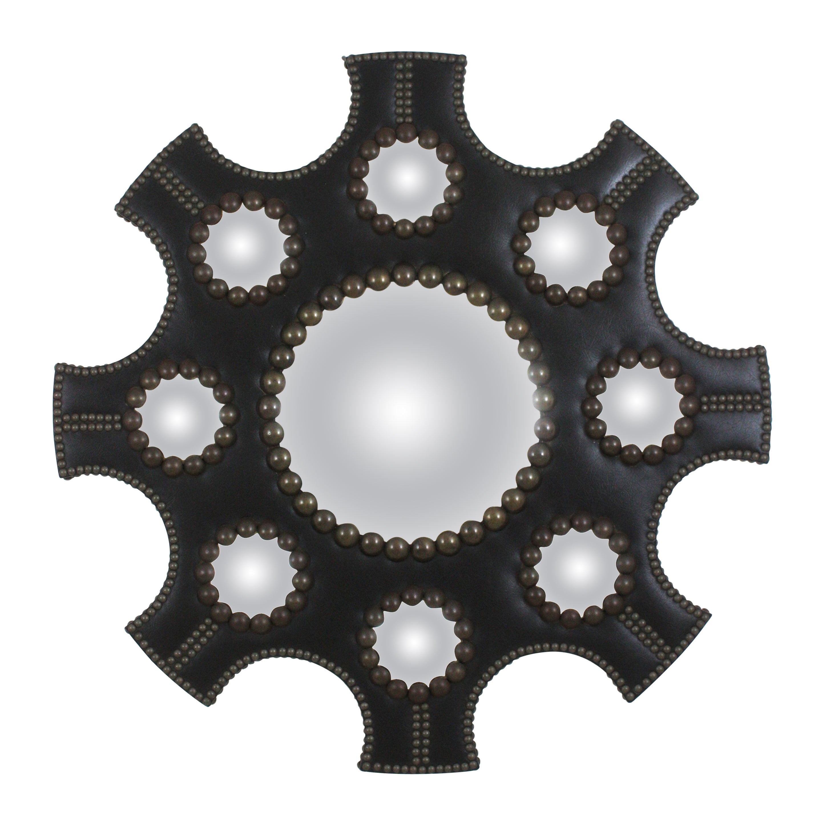 Spanish Sunburst Mirror in Leatherette with Convex Glasses