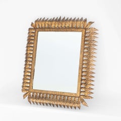 Spanish Sunburst Rectangular Gilt Mirror