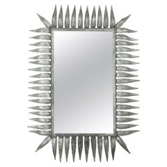 Espejo Rectangular Rayo de Sol Español, Metal Dorado Plateado, Años 50