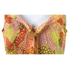 SpanishSybilla Rare Spring1994 SilkFloralDotPrint DrapedNeckTie SleevelessDress